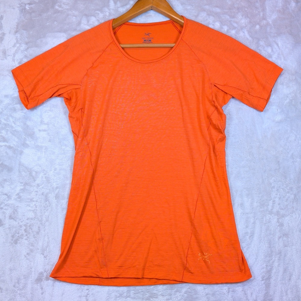 Arc'teryx T-Shirt Women M Orange Merino Wool Base Layer Gorpcore Hiking Outdoor